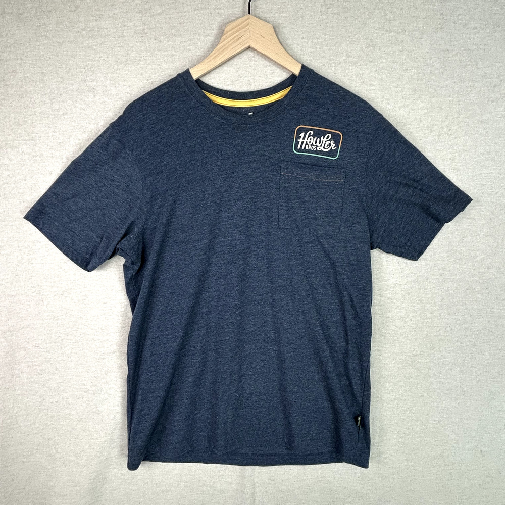 Howler Bros Mens Short Sleeve T Shirt Size Medium Spellout Logo Pocket Crew Neck